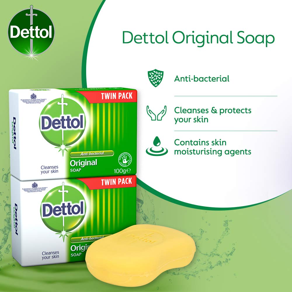 Dettol bar on soap dish in bathroom showing tidy storage and long-lasting benefit