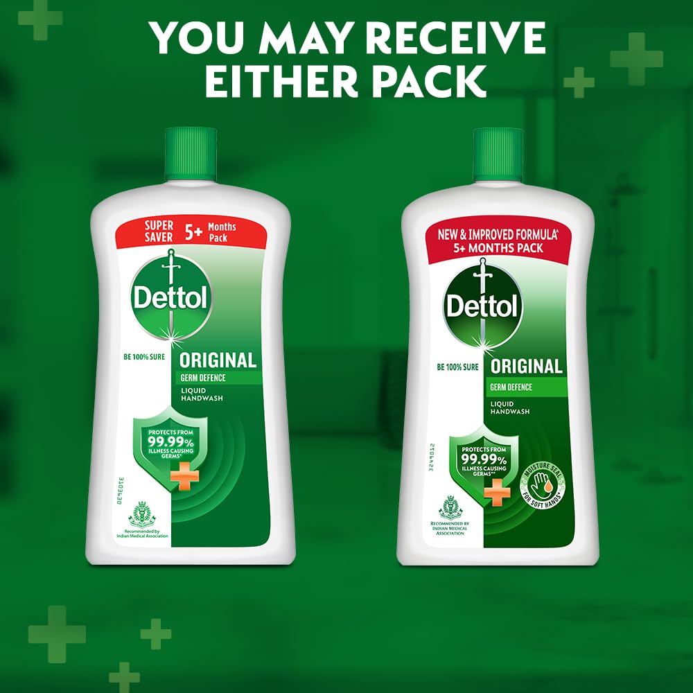 Hands lathering with Dettol Original liquid soap, rich cleansing foam