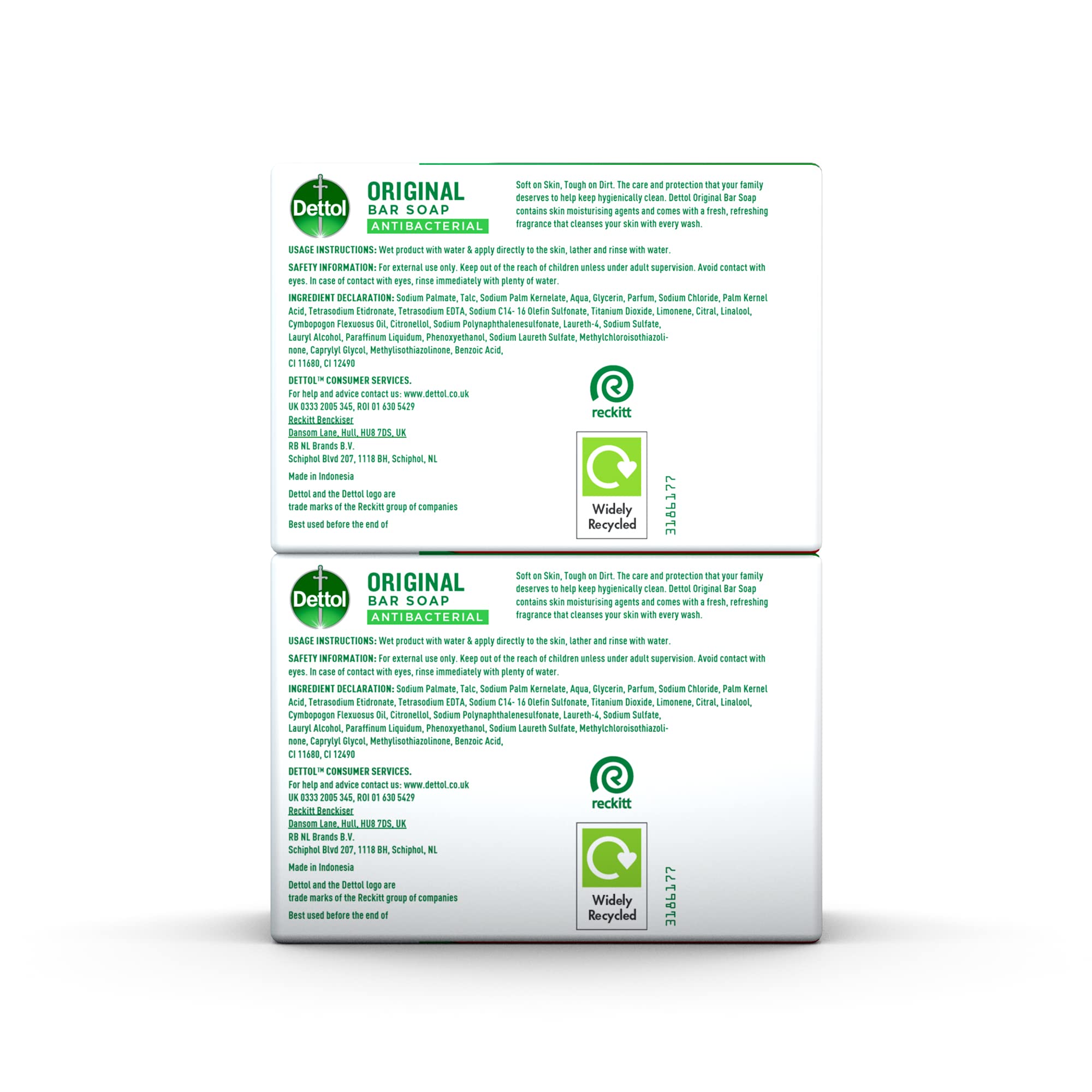Dettol product label close-up displaying ingredients and directions for safe use benefit