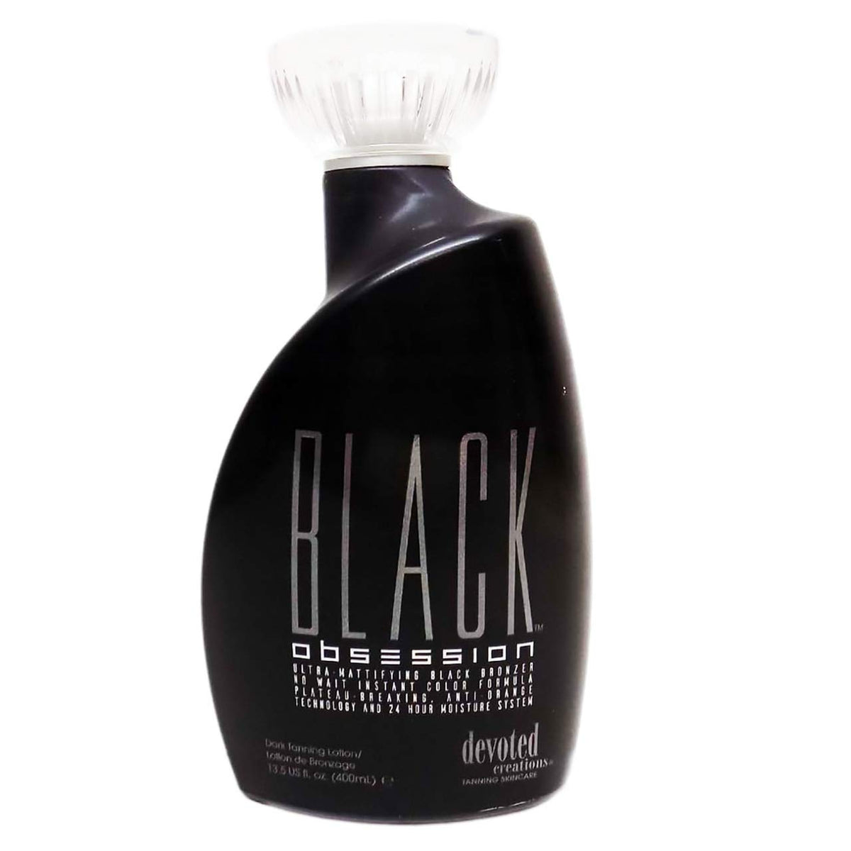 Devoted Creations Black Obsession bottle pour shows instant color release for quick tanning