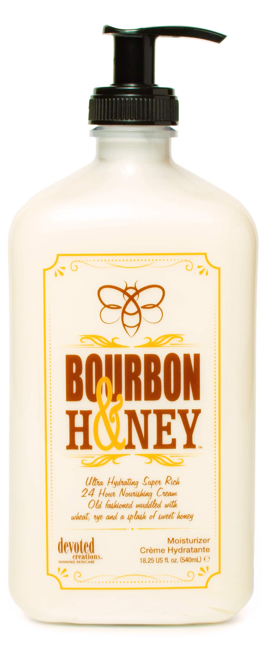 Devoted Creations Bourbon & Honey Moisturizer bottle pour for long-lasting hydration
