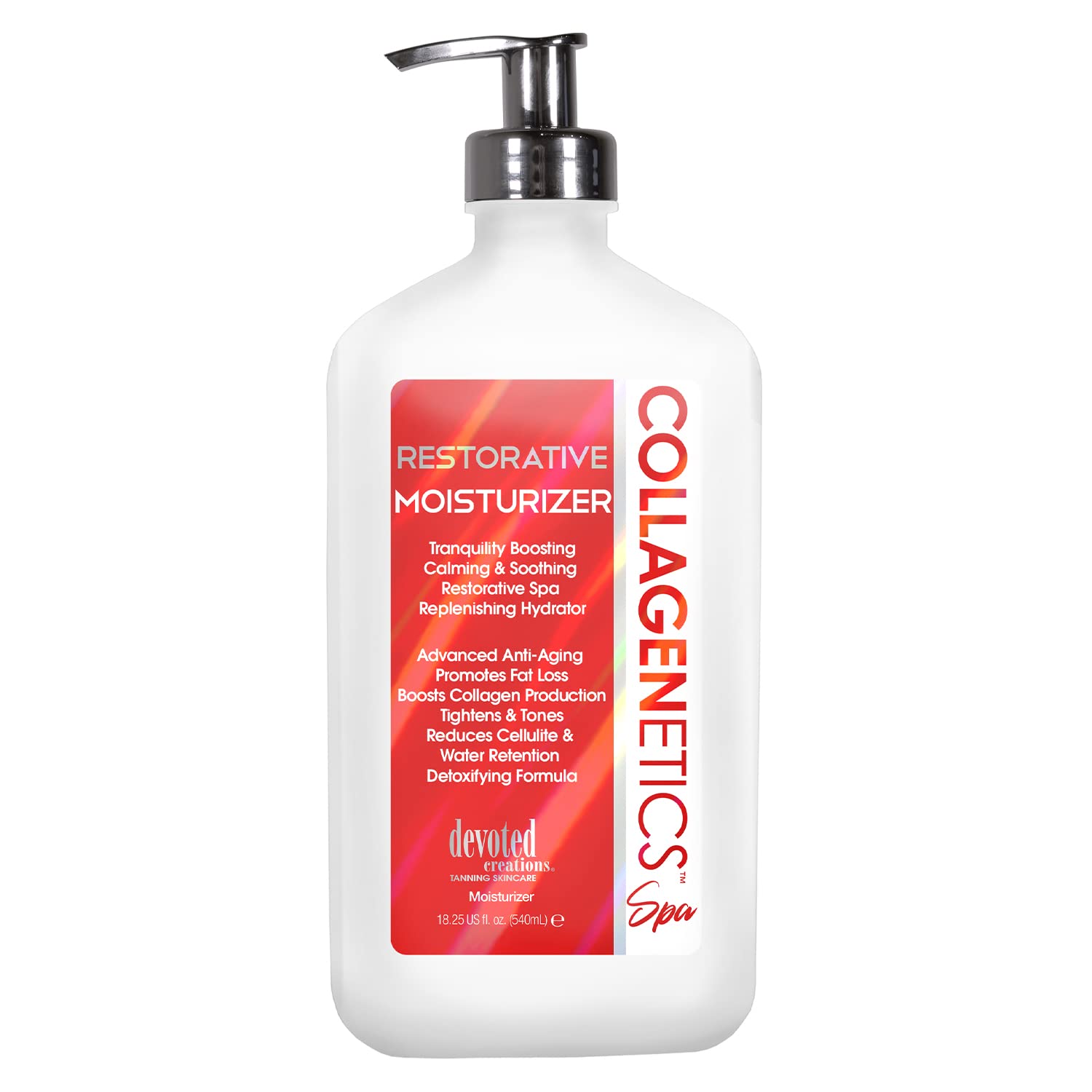 Devoted Creations Collagenetics Spa Restorative Moisturizer jar displaying rich, hydrating texture for daily skin nourishment
