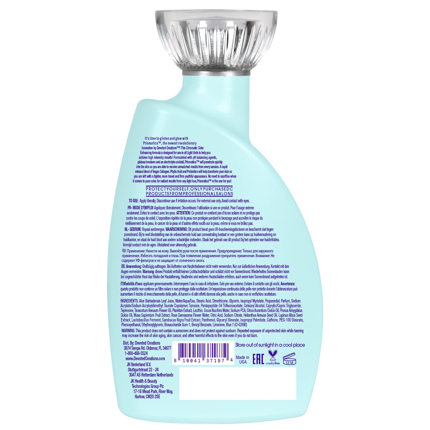 Devoted Creations Prismatica pH-balanced formula ready for red, blue, or UV light therapies.