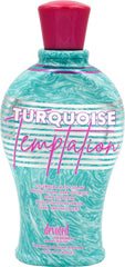 Devoted Creations Turquoise Temptation bottle close-up showing hydrating formula for a smooth tan