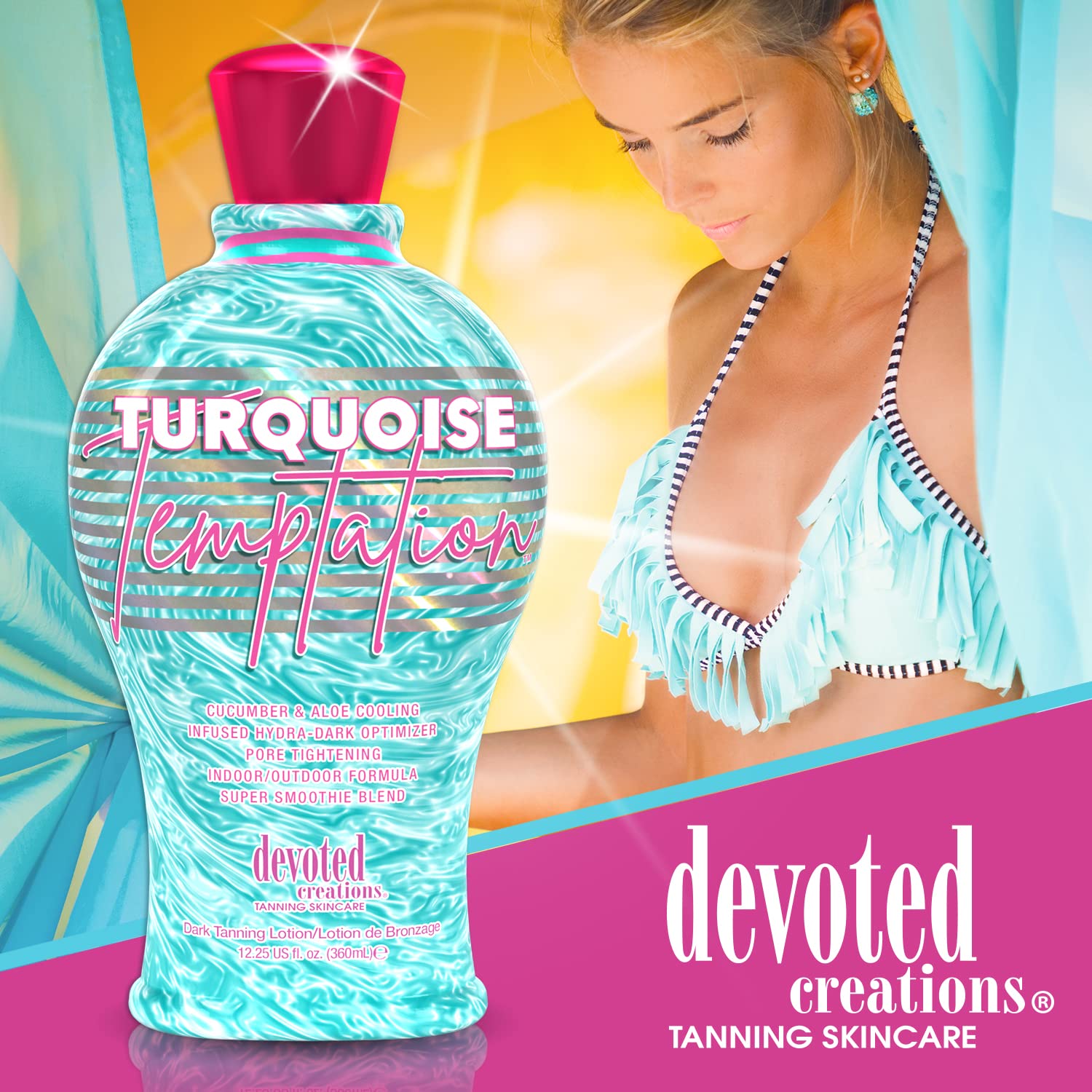 Devoted Creations Turquoise Temptation lotion texture swirl demonstrates creamy fast-acting application