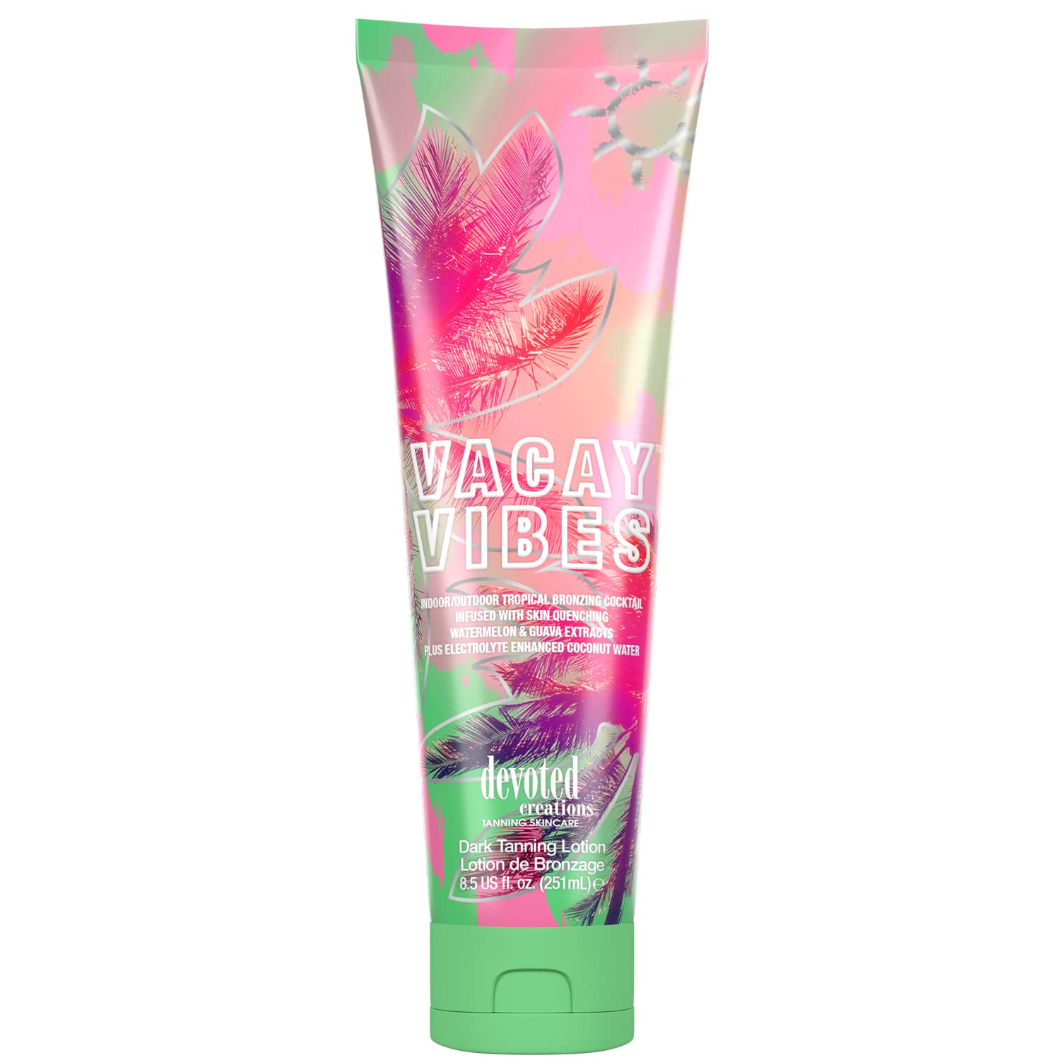 Devoted Creations Vacay Vibes bottle pour for easy tanning on the go.