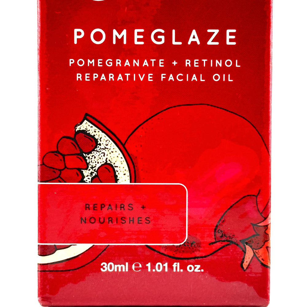 Dew Of The Gods Pomeglaze dropper application detail highlighting retinol benefits.