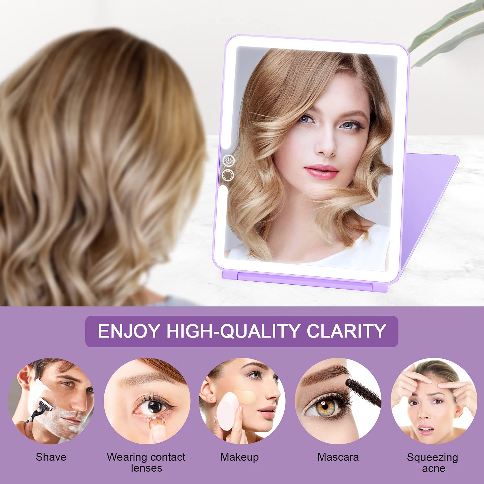 Deweisn clear non-distortion glass provides true facial features for flawless makeup