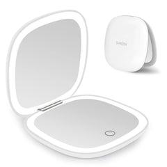 Deweisn compact mirror with 1x and 10x views for precise makeup detailing on the go.