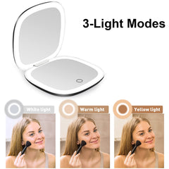 deweisn compact mirror LED lights displaying three color options for accurate lighting.