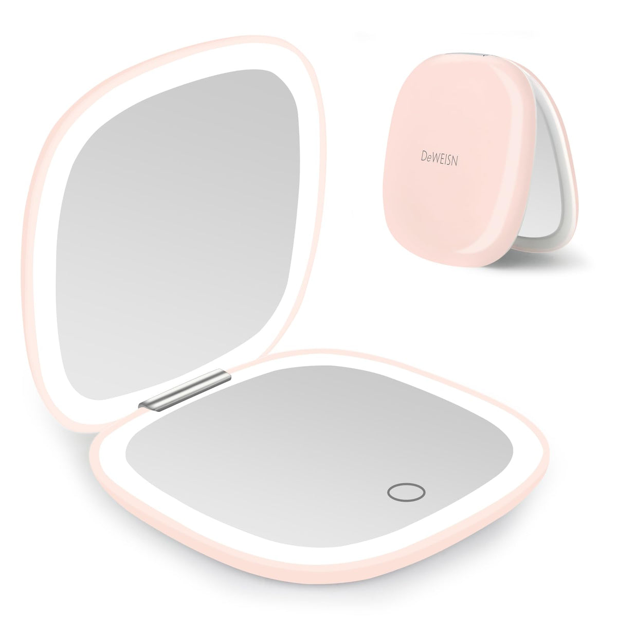Deweisn compact mirror front view shows portable makeup on-the-go touch-ups.