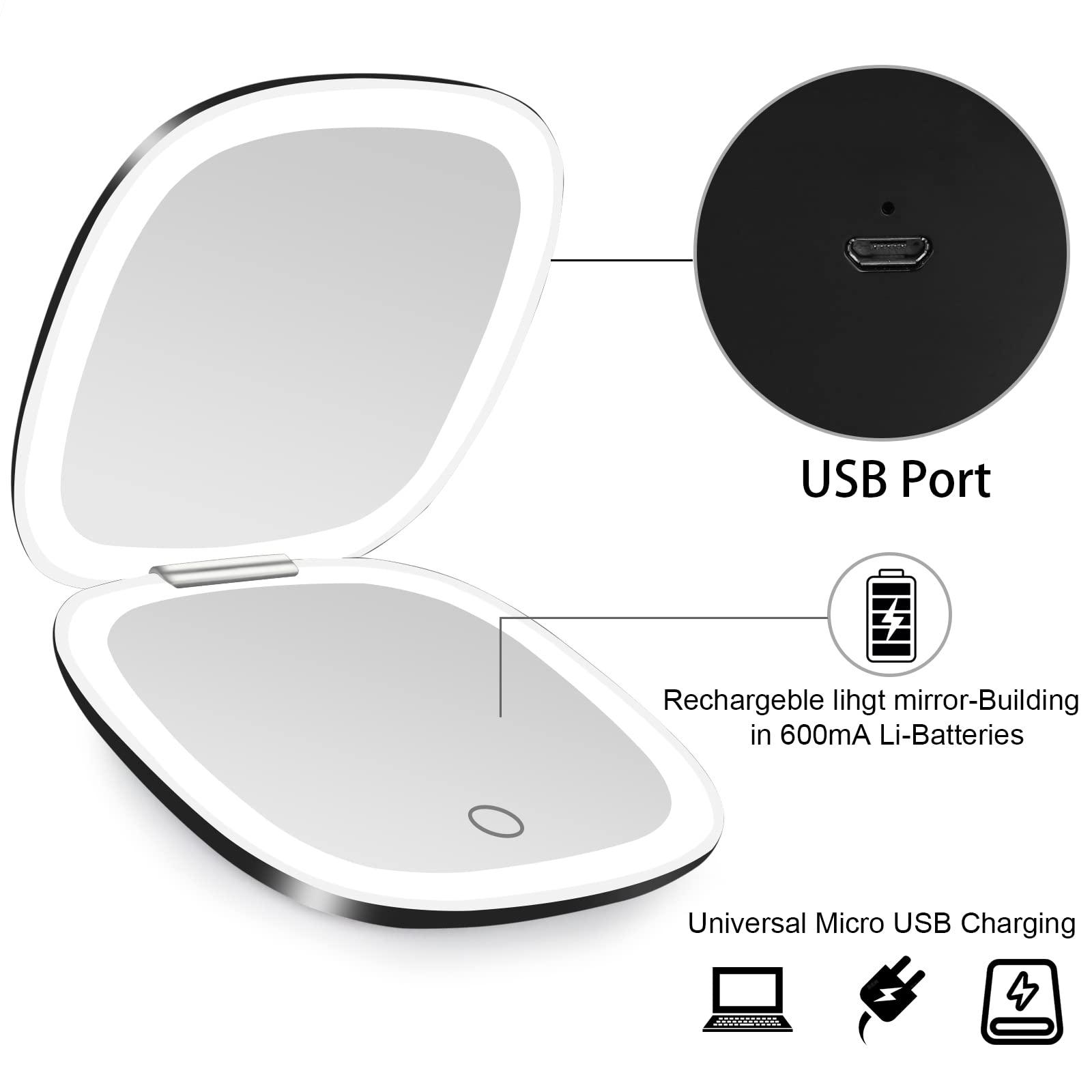 deweisn compact mirror lightweight and slim, ideal for travel.