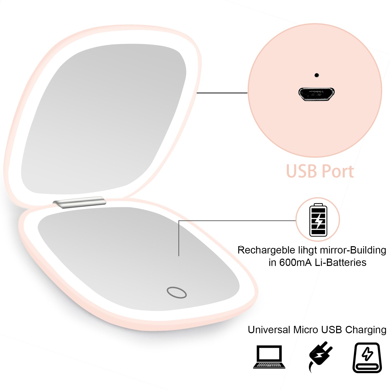 Deweisn compact mirror with three color modes helps simulate different lighting situations.