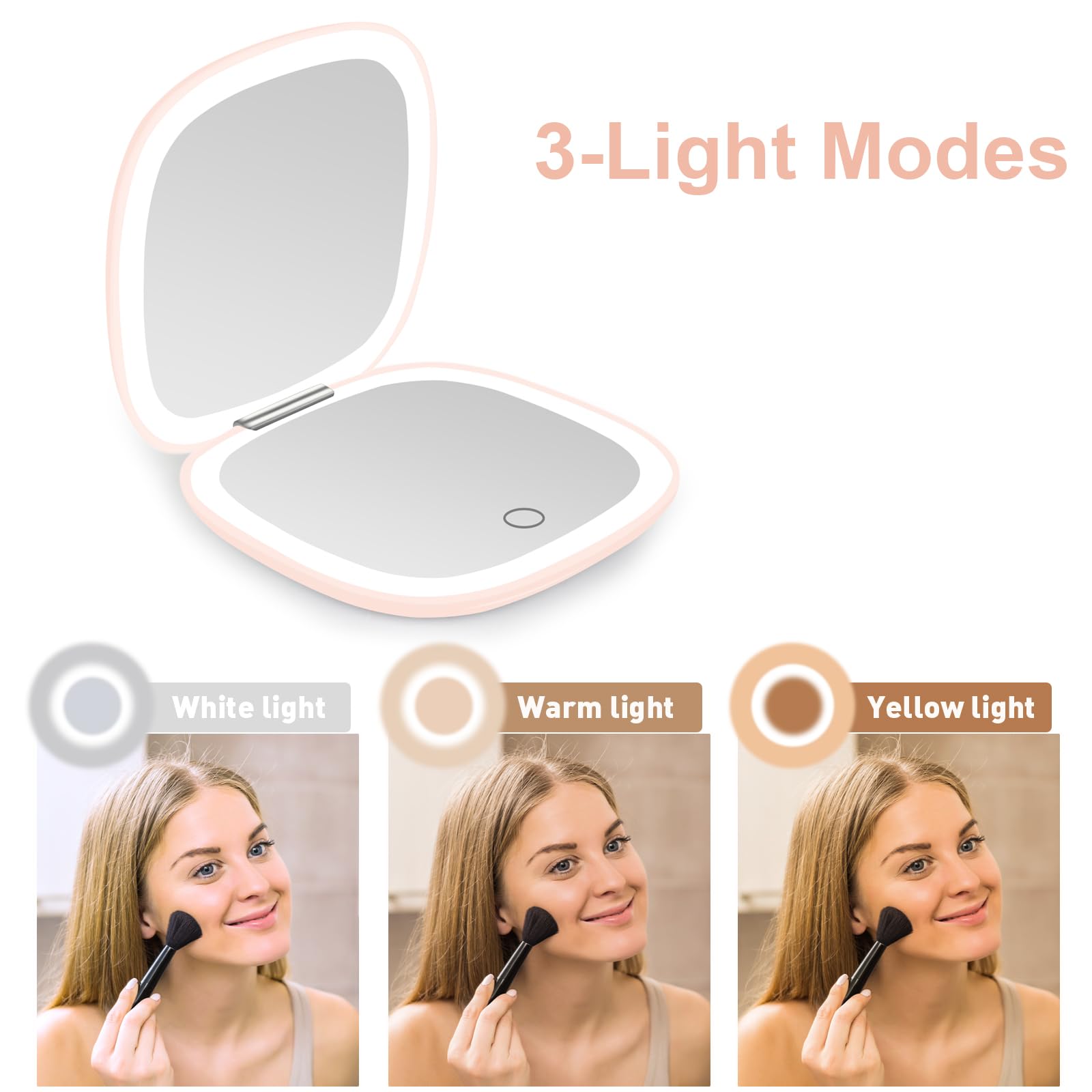 Deweisn compact mirror USB charging cable included for convenient power on the move.