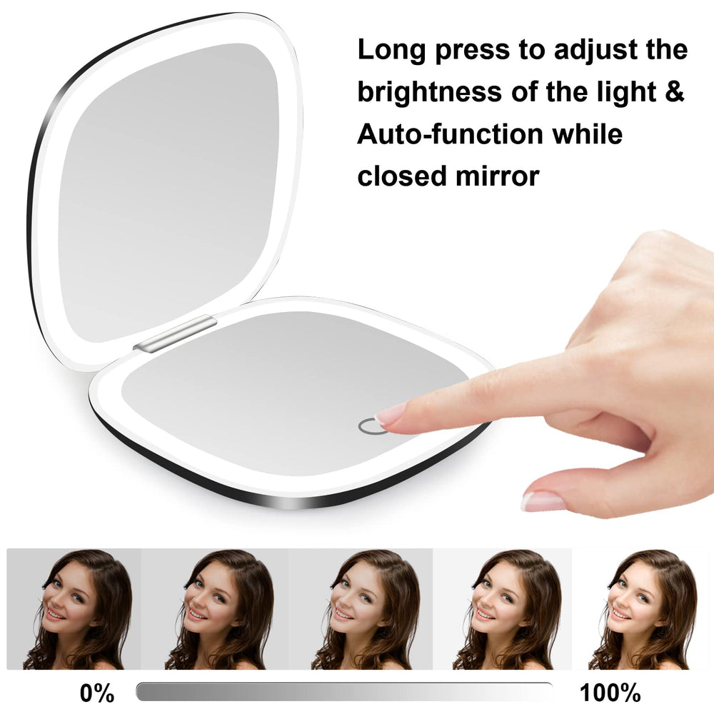 deweisn compact mirror USB charging port and rechargeable battery for easy power.