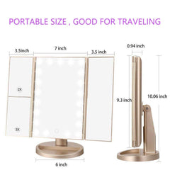 Deweisn floor-mount tri-fold mirror touch brightness for adjustable lighting