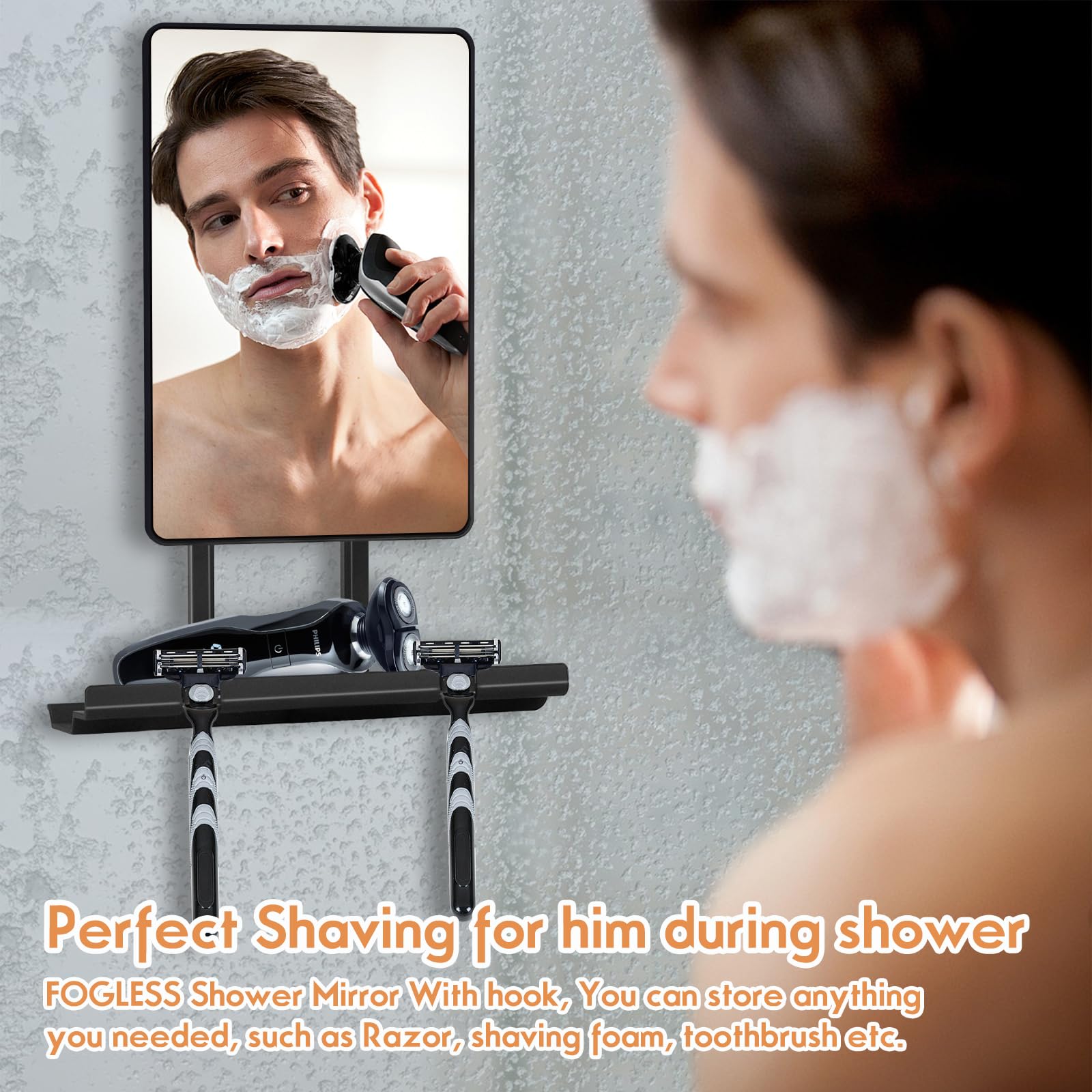 Deweisn fogless mirror installs easily on smooth surfaces for quick setup.