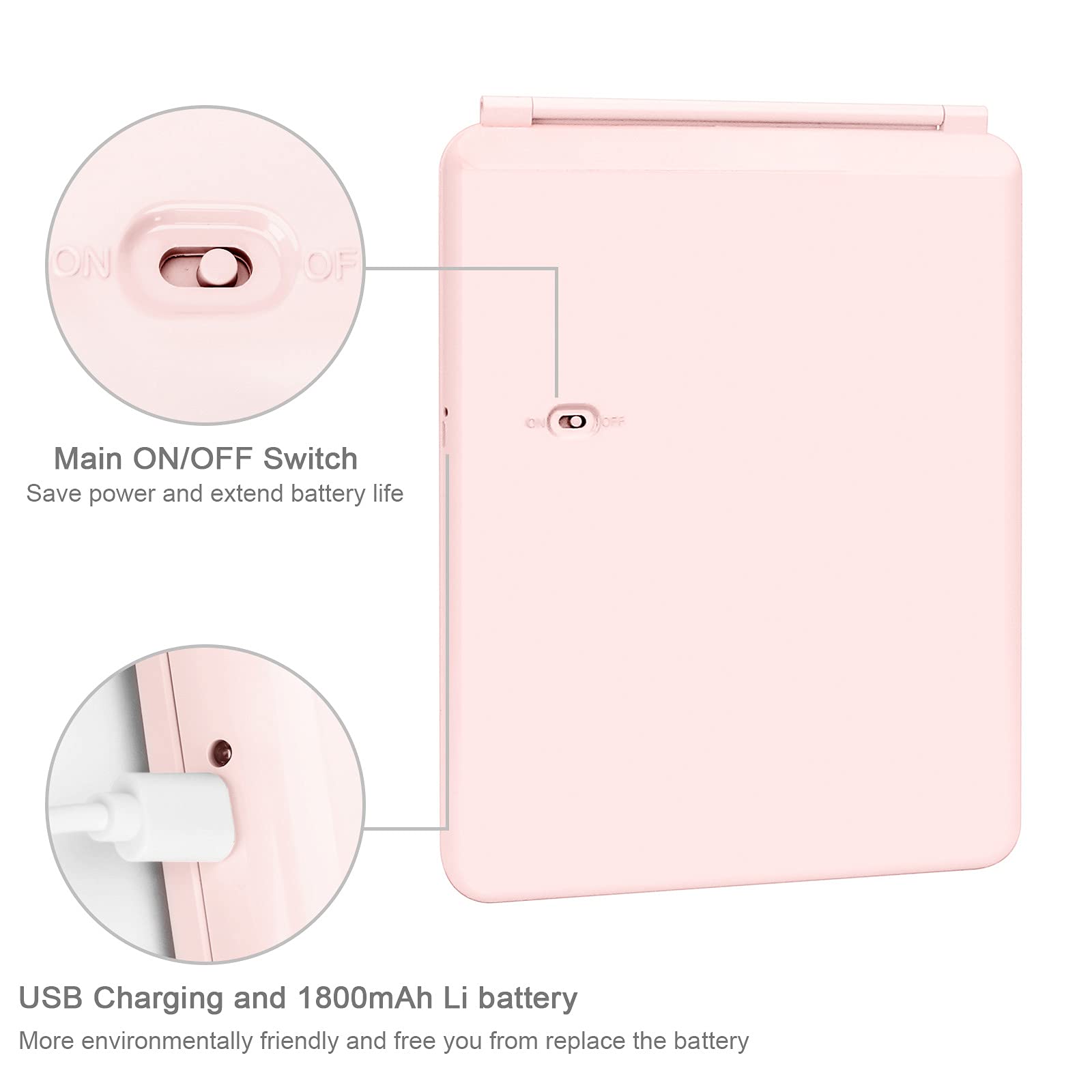 The folded deweisn travel mirror is just 2 cm thick for easy packing.