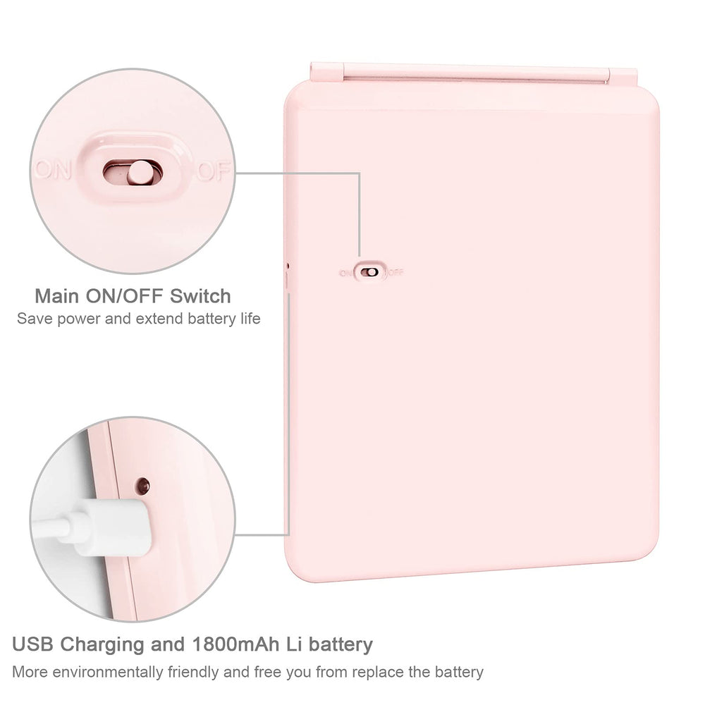 The folded deweisn travel mirror is just 2 cm thick for easy packing.