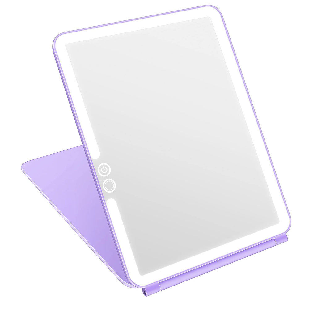 Deweisn folding lighted makeup mirror shows bright 72 LEDs for precise makeup in any lighting