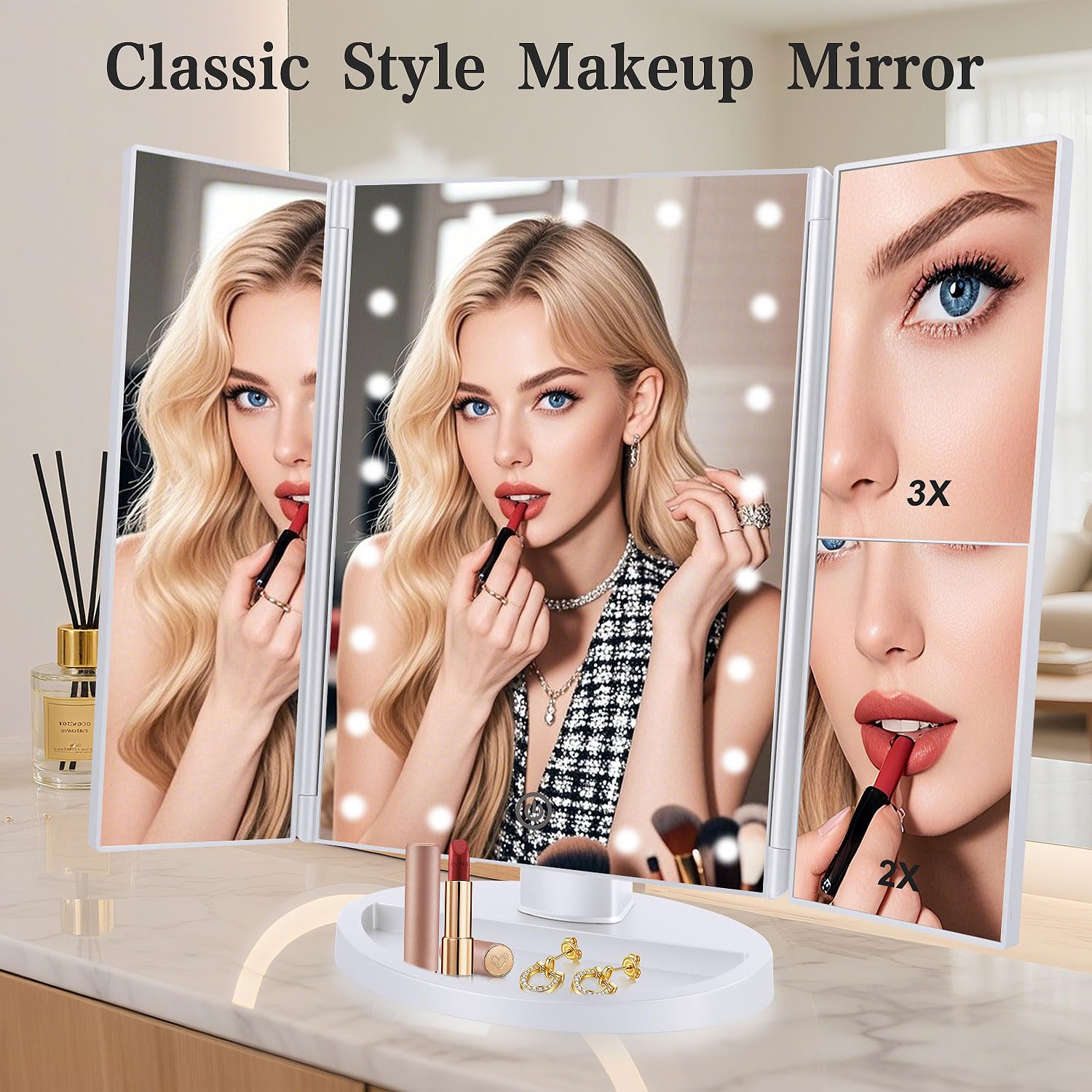 Deweisn 21-LED mirror touch-control brightness for easy dimming