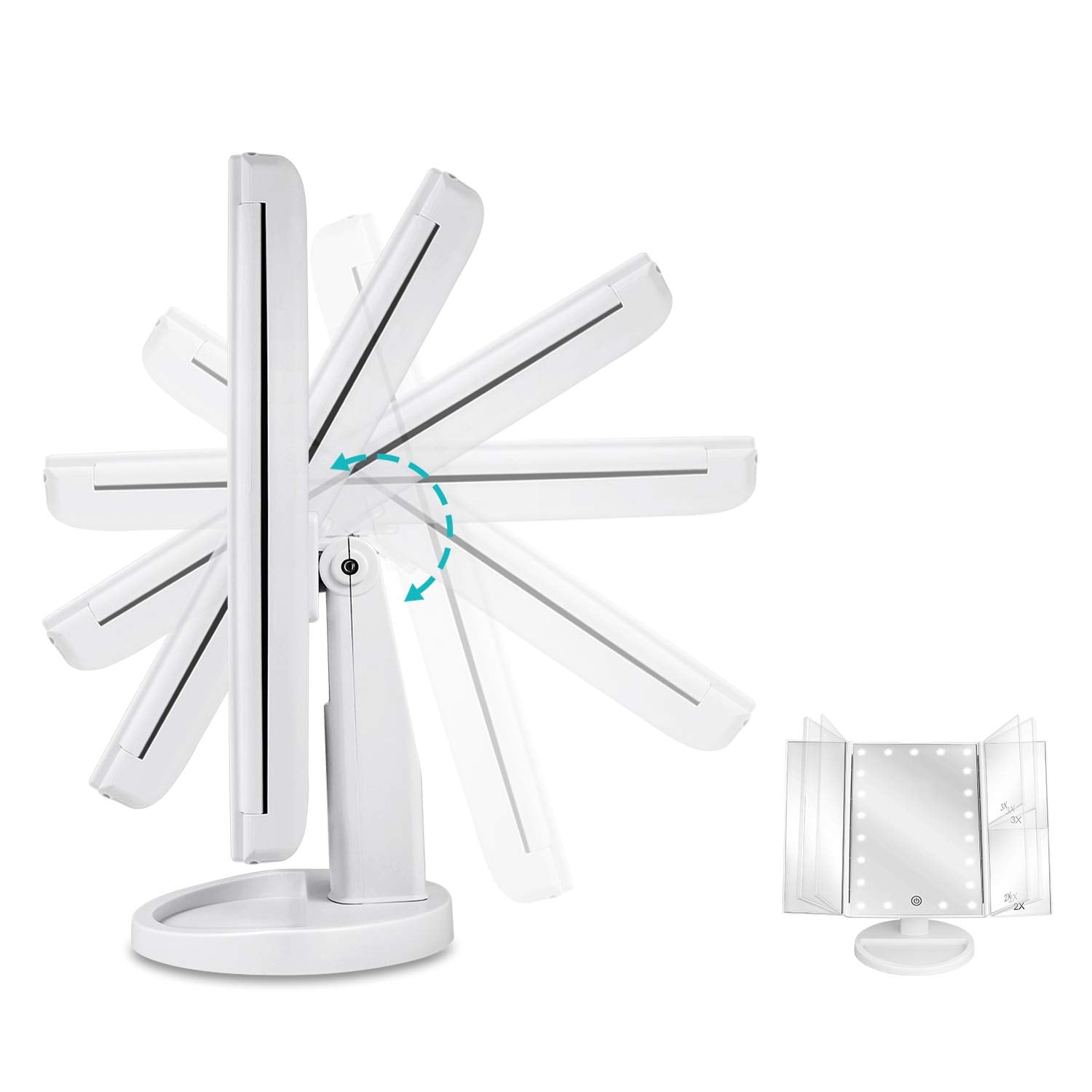 Deweisn makeup mirror USB or battery power option for flexible placement