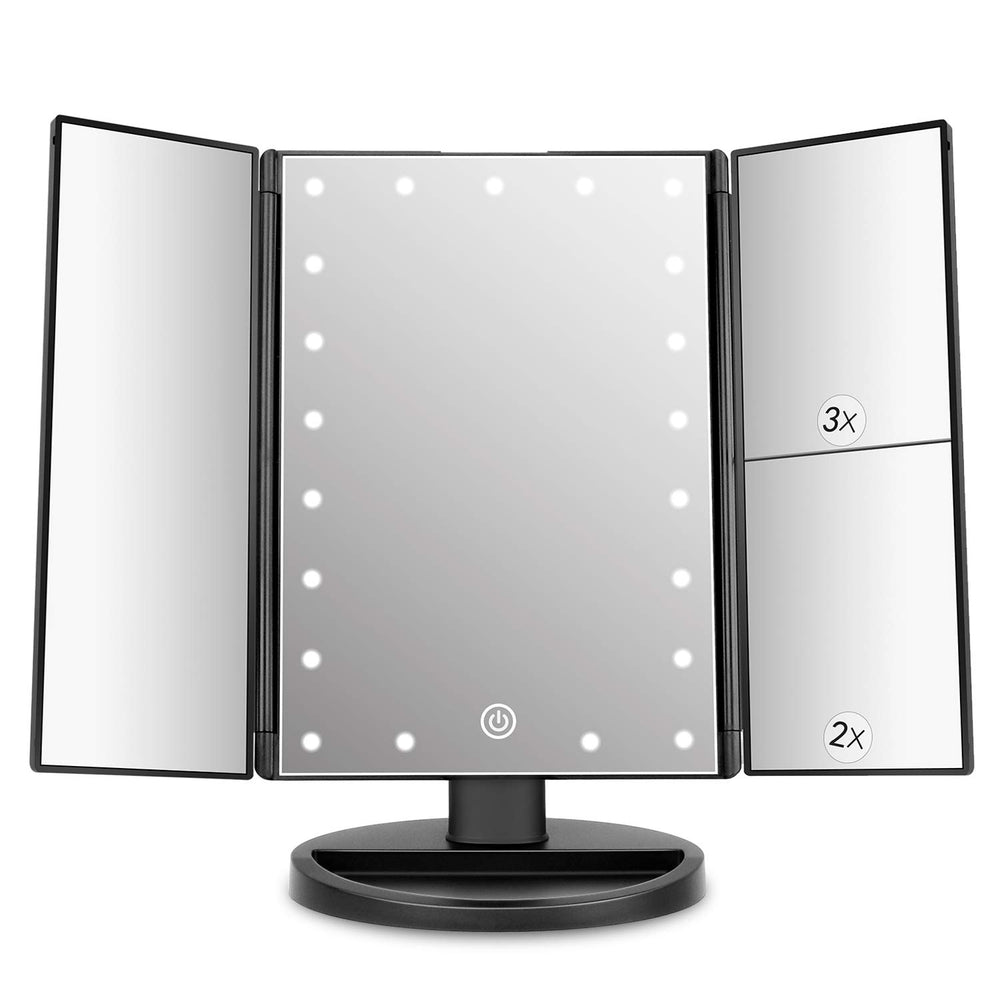 The deweisn tabletop mirror with 21 LED panel provides even lighting for makeup.