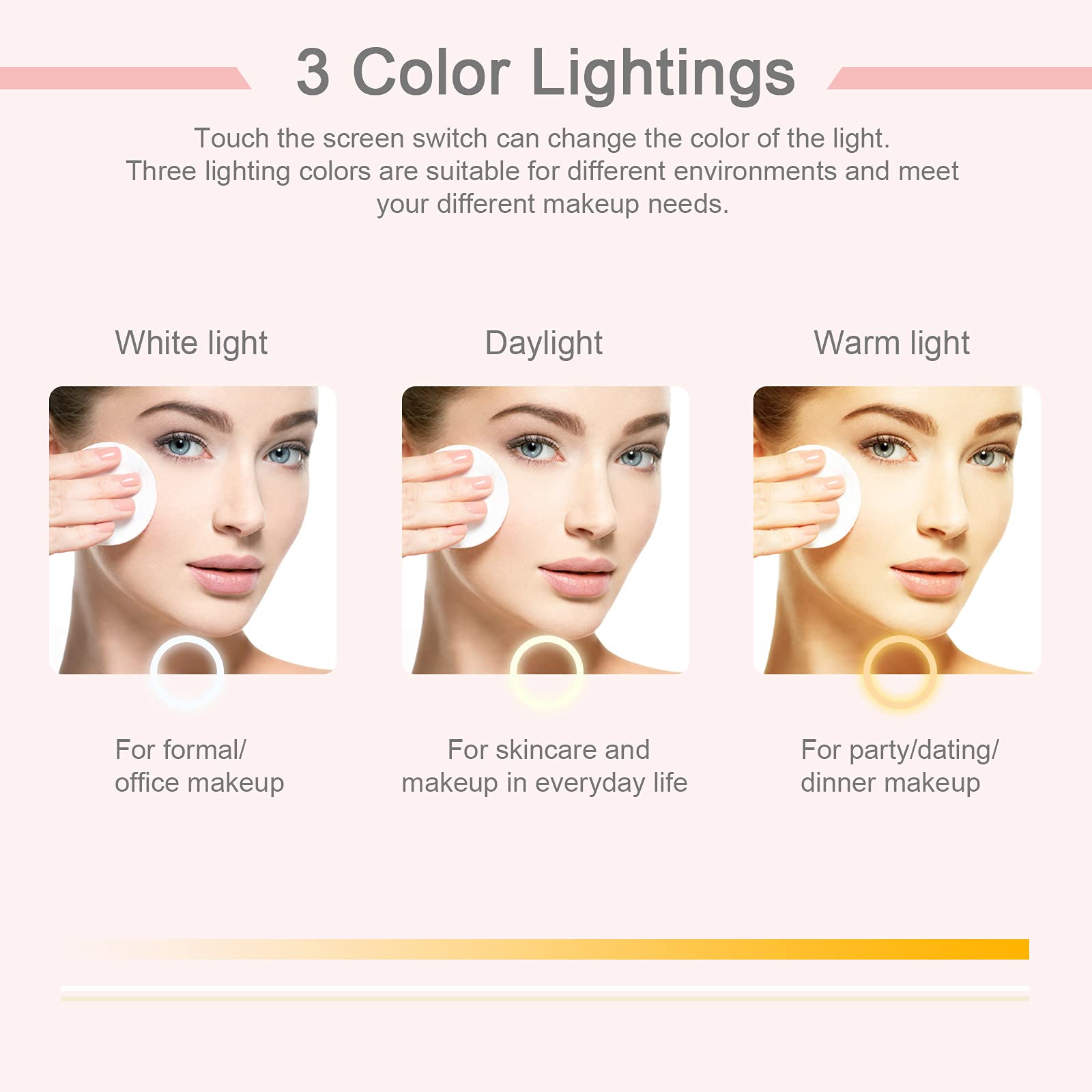 The deweisn three-color light modes offer true-skin tones for accurate makeup.