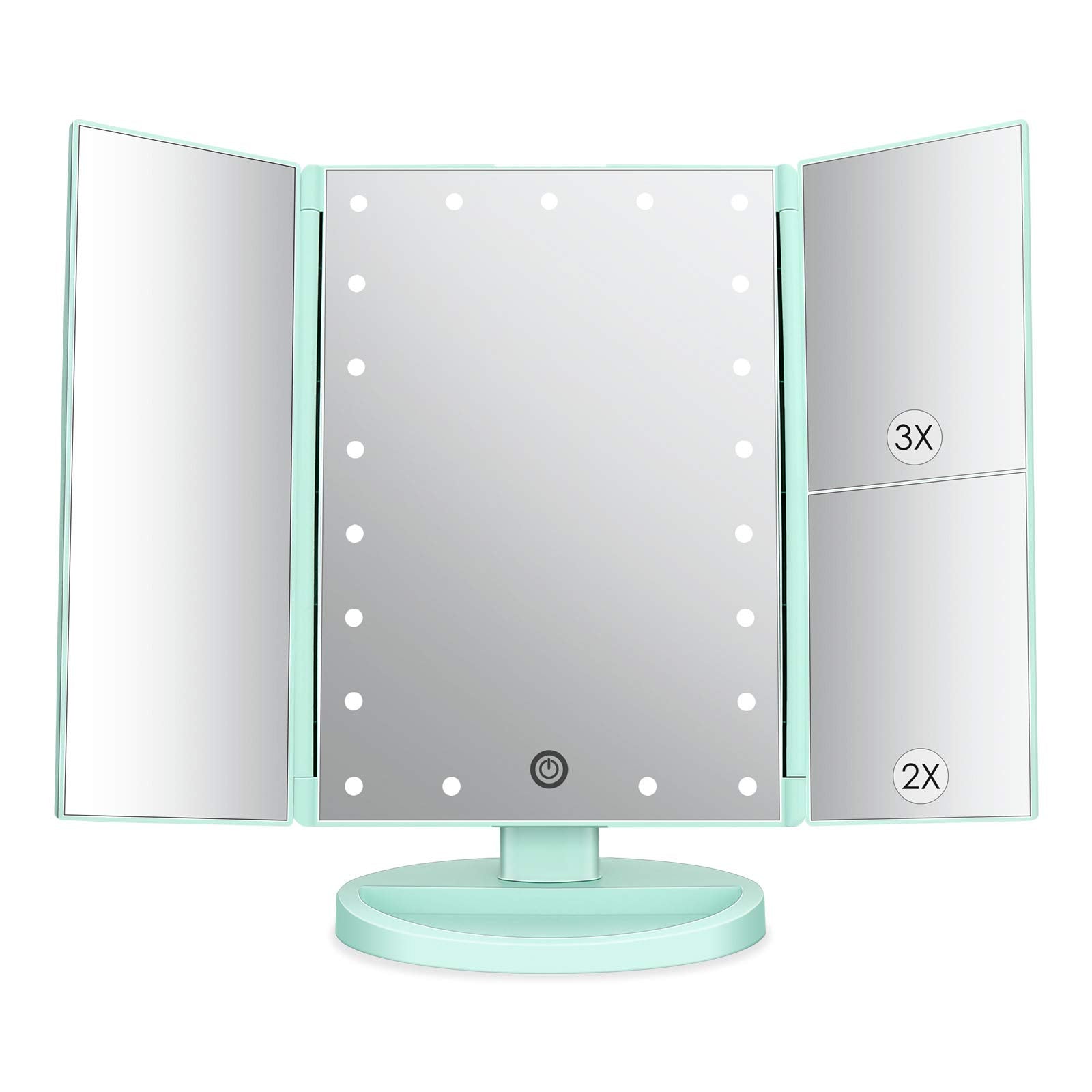 Deweisn tri-fold vanity mirror LED panel delivers clear lighting for precise makeup.