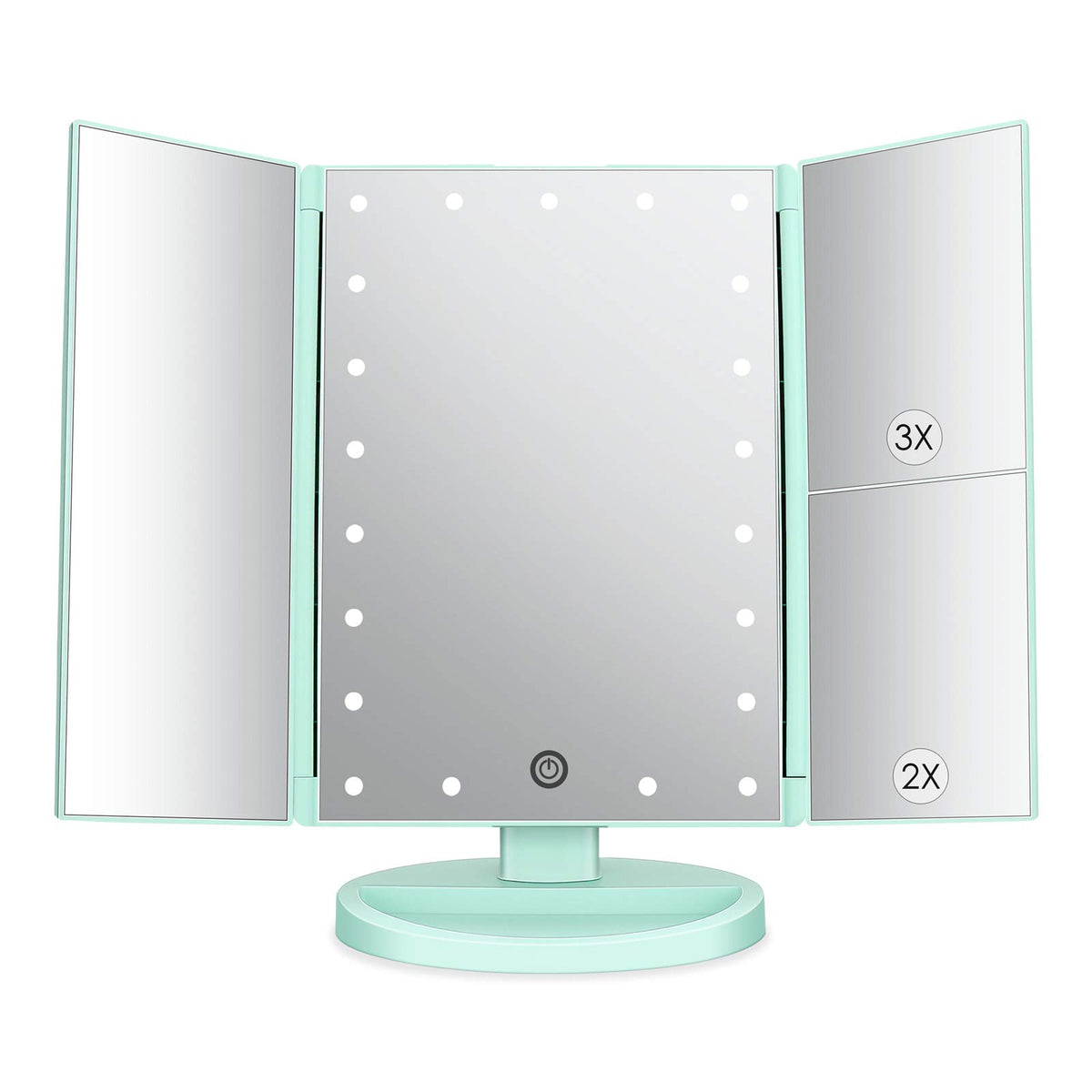 Deweisn tri-fold vanity mirror LED panel delivers clear lighting for precise makeup.