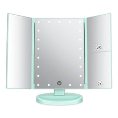 Deweisn tri-fold vanity mirror LED panel delivers clear lighting for precise makeup.