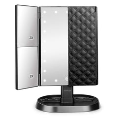 deweisn Trifold vanity mirror front view with 21 LEDs for natural lighting