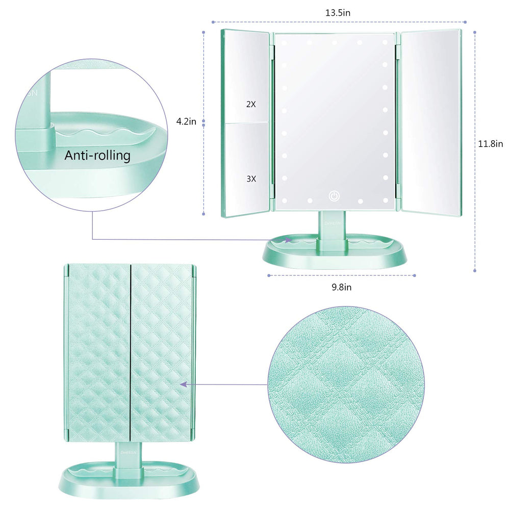 deweisn trifold vanity mirror touch control enables effortless brightness adjustment