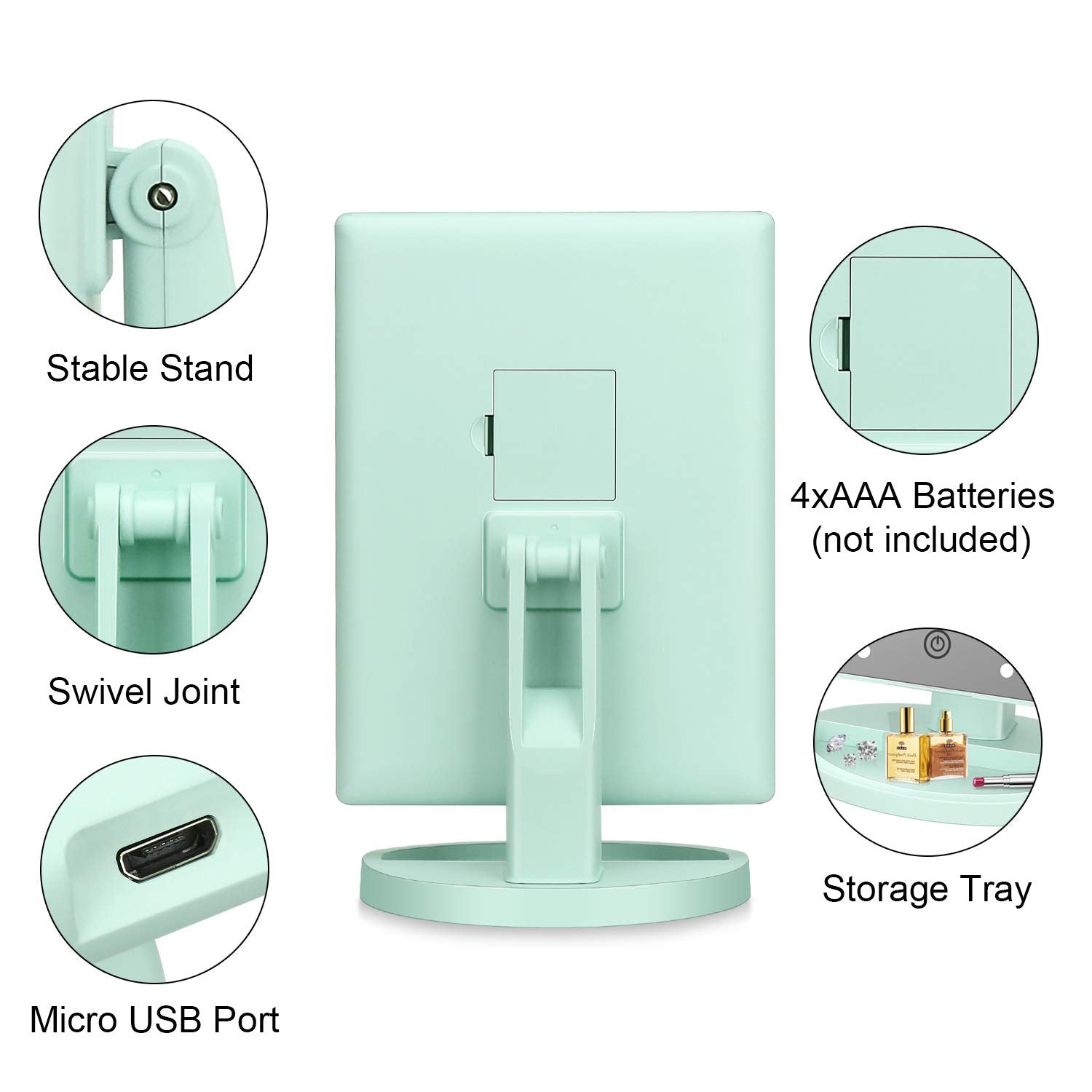 Deweisn vanity mirror 180-degree swivel lets you adjust angles for better viewing.