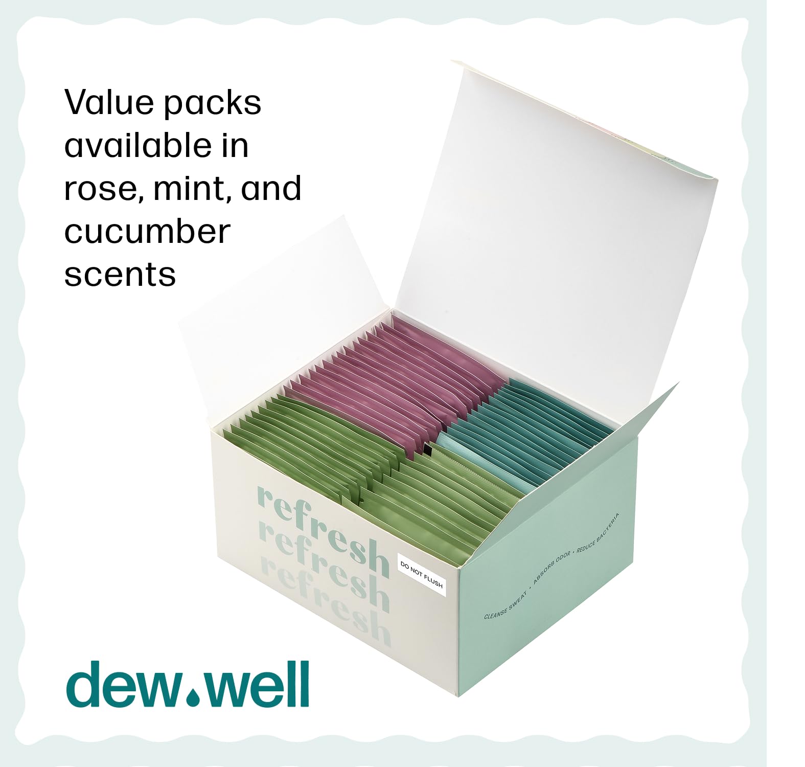 Close-up of a Dew Well wipe highlighting a soft, damp texture for gentle cleansing