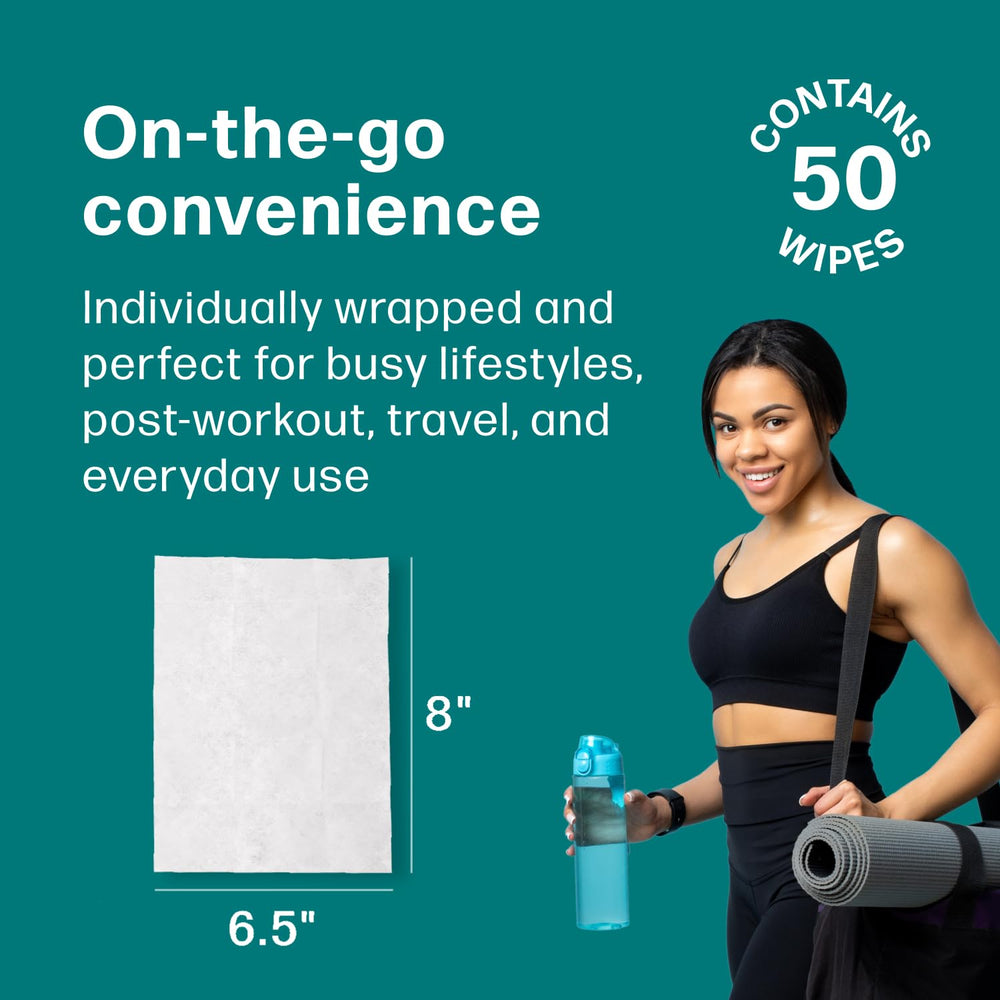 Individually wrapped Dew Well wipes preserve freshness for travel and on-the-go use