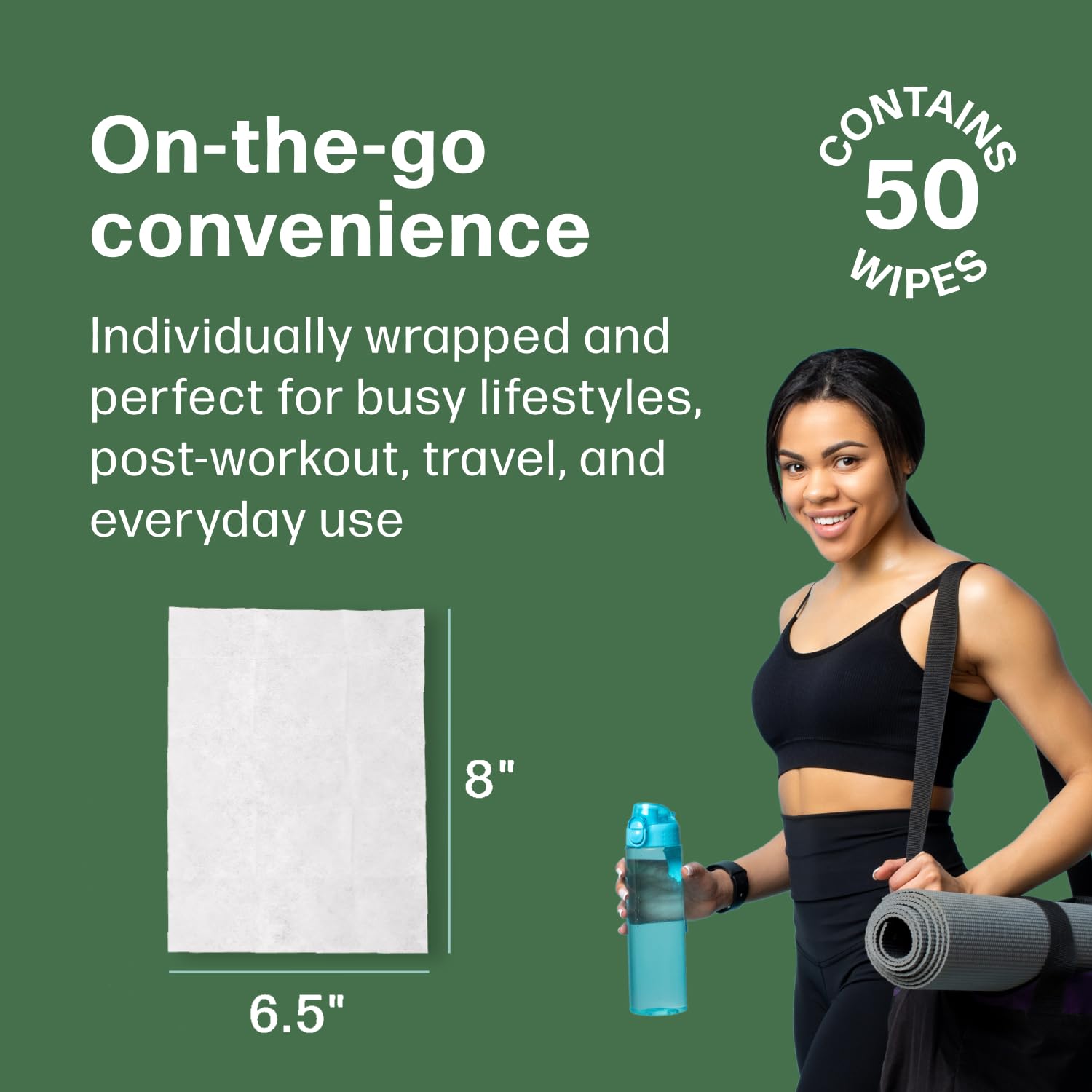 Dew Well Deodorant Wipes gym-ready setup illustrates post-workout cleansing and odor control.