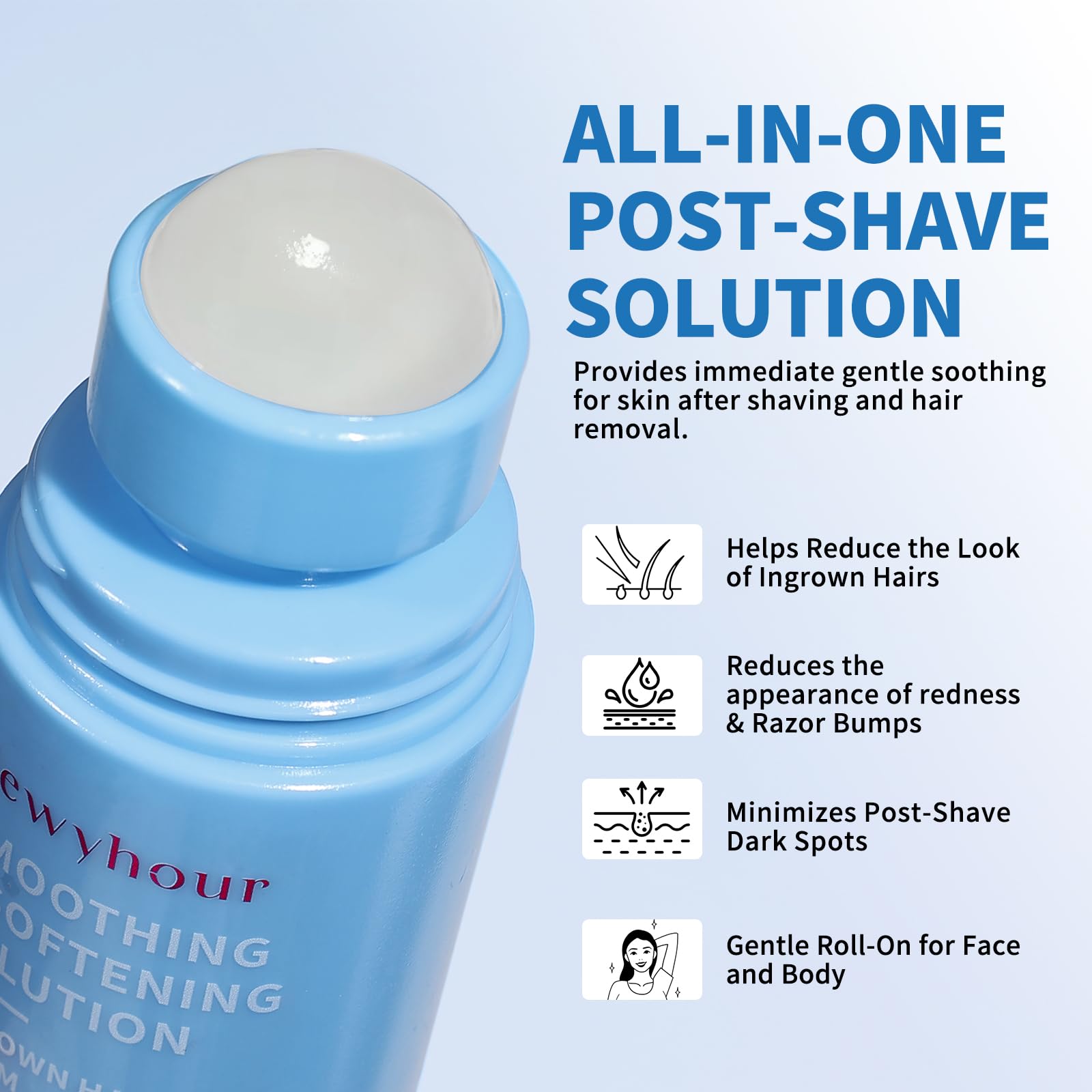 Dewyhour roll-on applicator closeup enables precise application