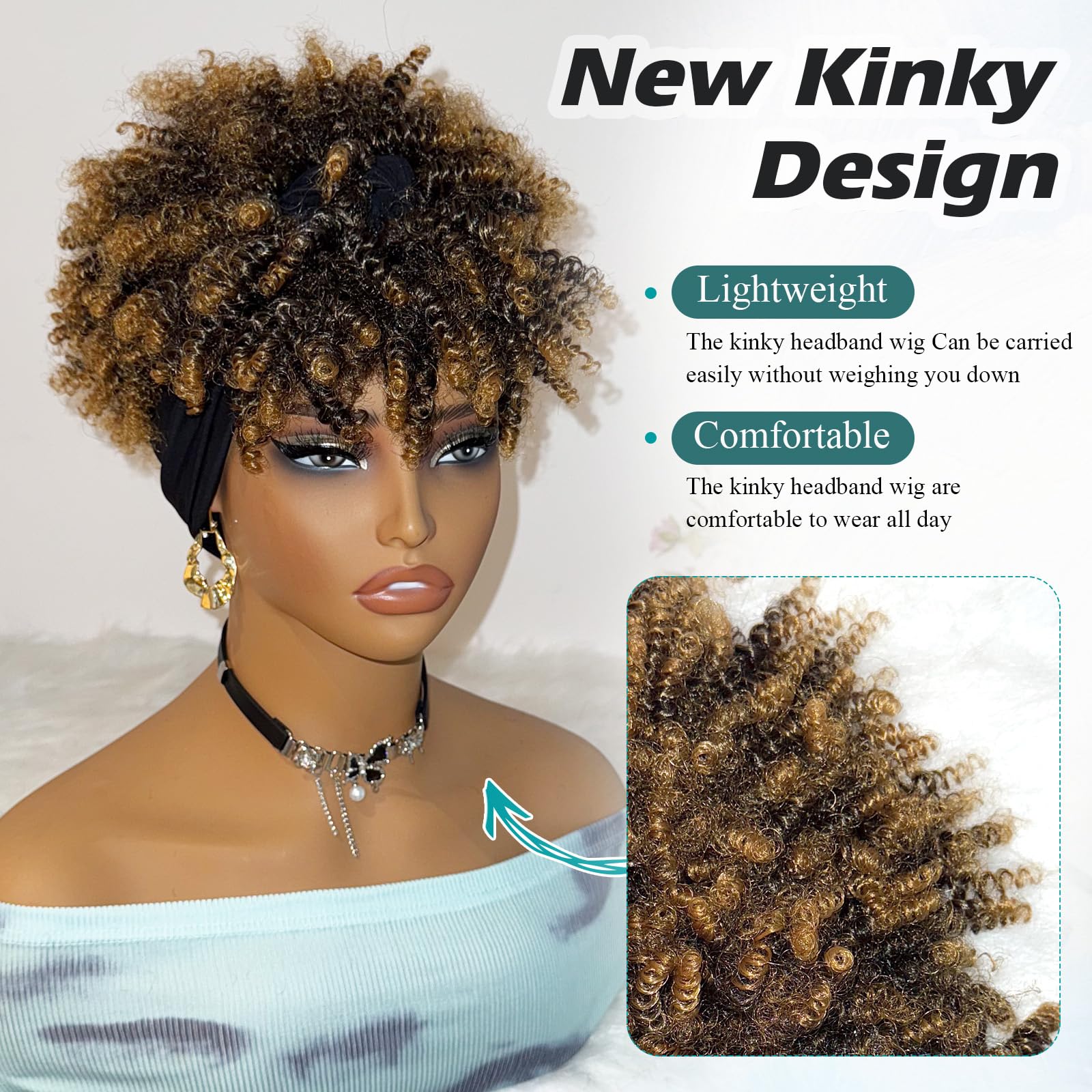 DEYNGS Afro headband wig ombre blonde shows color transition and playful vibe