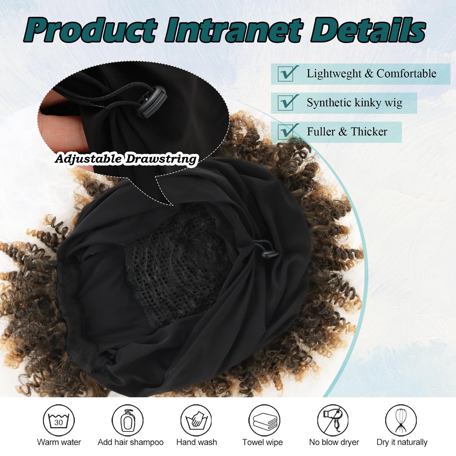 DEYNGS Afro headband wig side view captures voluminous kinky curls and 2-in-1 style