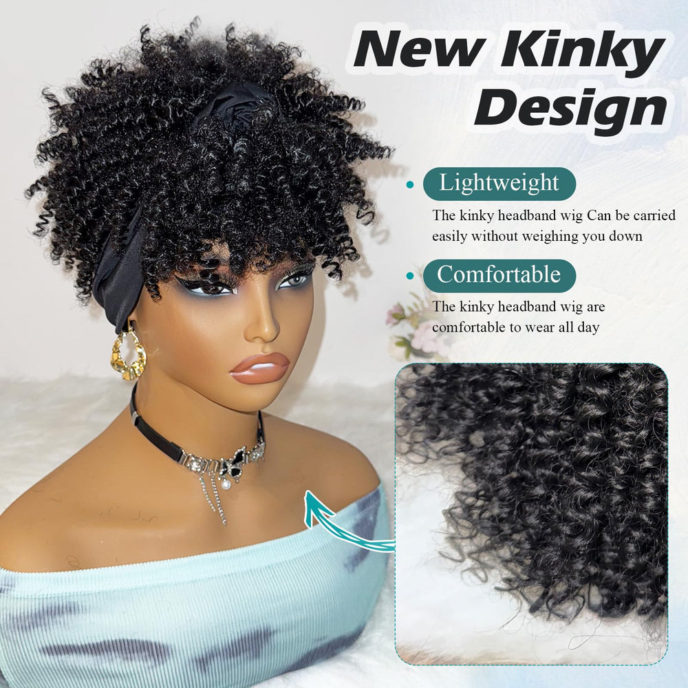 DEYNGS headband wig Afro kinky-puff side style highlights volume and easy styling on busy mornings.