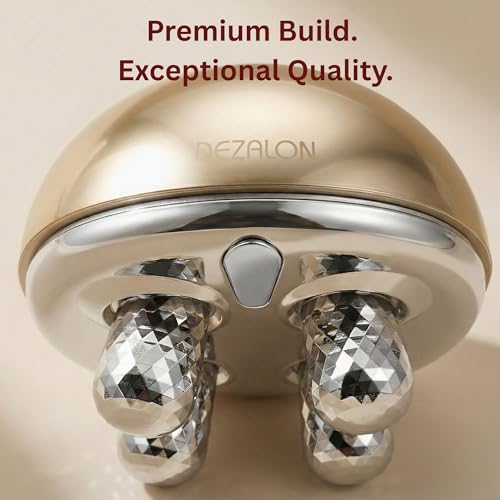 DEZALON gold-finish device on vanity signaling luxury skincare tool