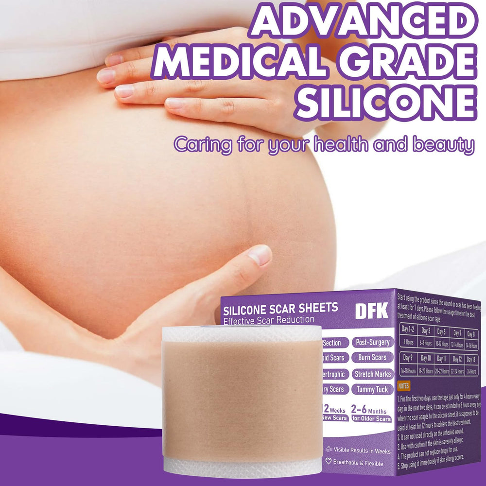 DFK silicone scar sheets cut-to-length show customizable fit for any scar area.