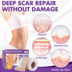 DFK soft silicone scar sheets closeup shows breathable, moisture-sealing design for comfort.