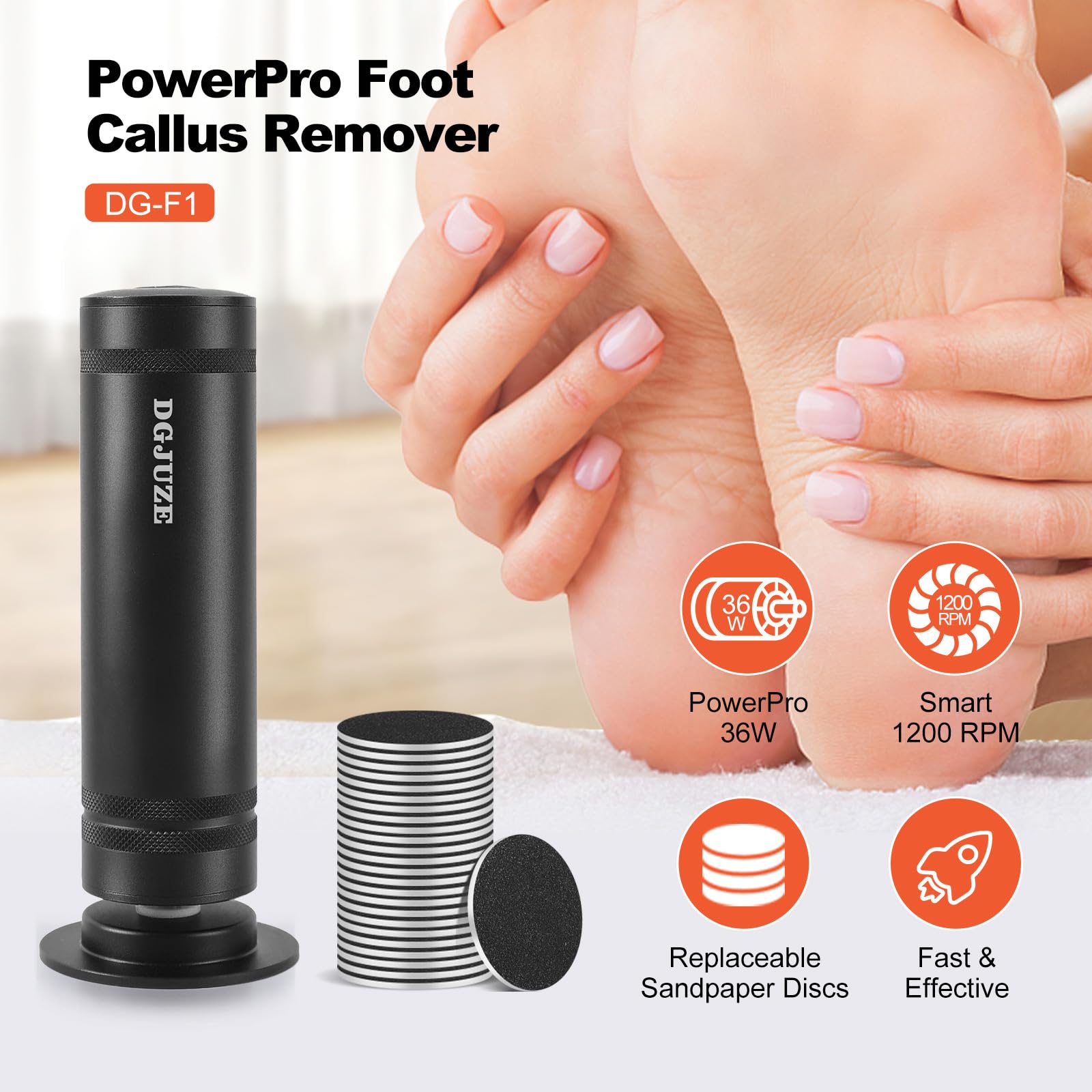 DGJUZE PowerPro adjustable 1200RPM speed enables precise pedicure sessions.