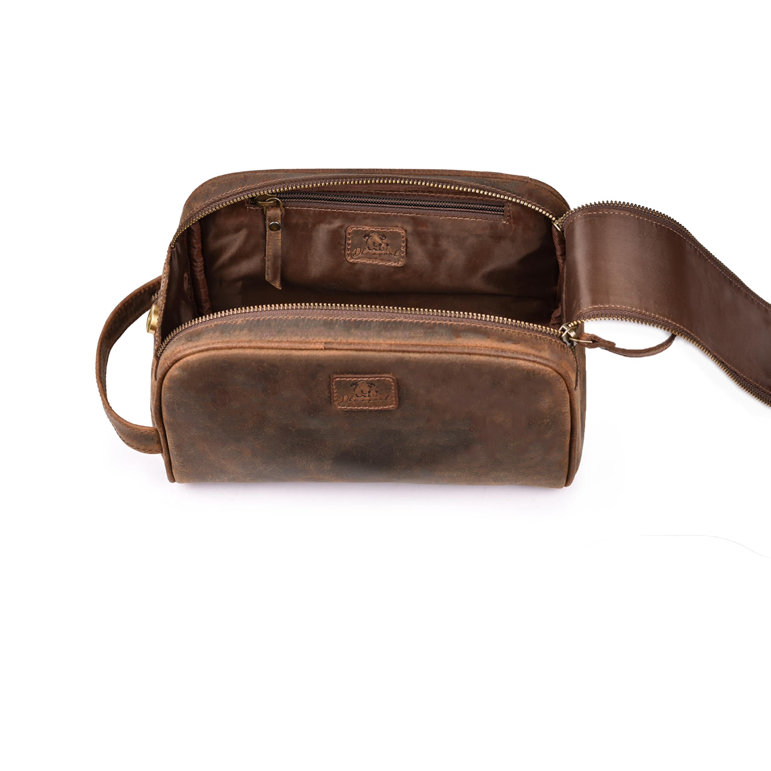 DHAMPOOH vintage brown finish exudes classic elegance for travel.