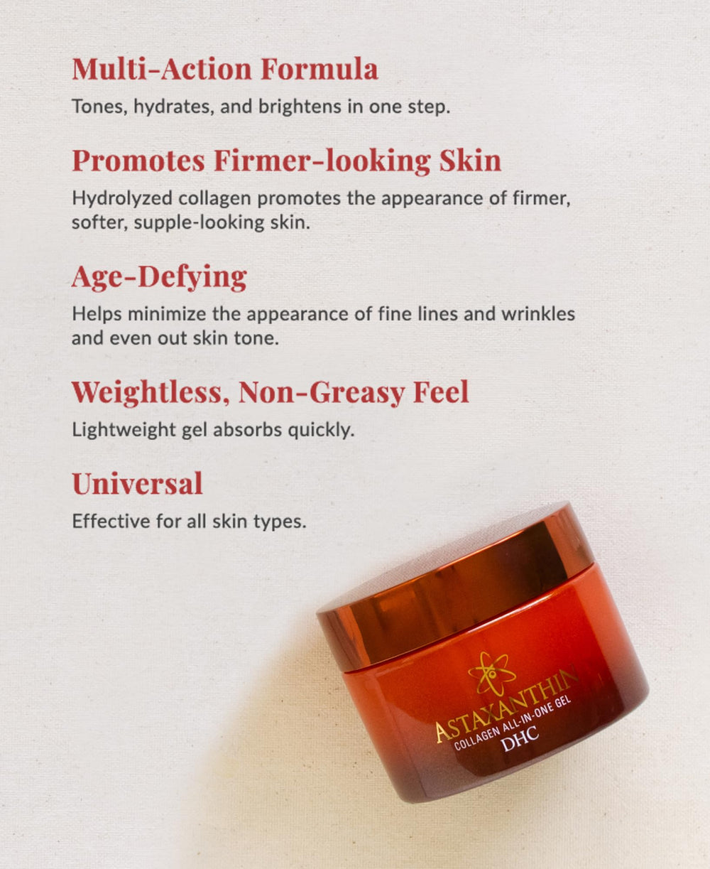 DHC Astaxanthin Collagen All-in-One Gel brightening effect on skin tone.