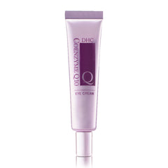 DHC CoQ10 Eye Cream tube packaging closeup showing fragrance free antioxidant formula for delicate eye skin.