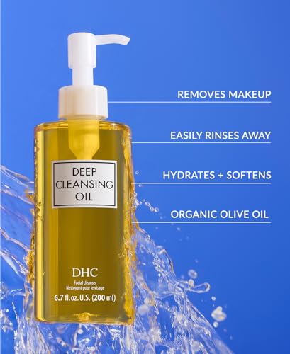 DHC Deep Cleansing Oil pour captures rich texture for facial massage.