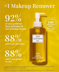 DHC Deep Cleansing Oil texture close-up shows silky, non-greasy feel.